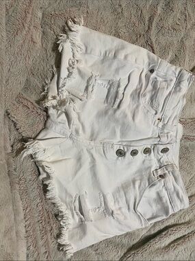 White Distressed Women's Denim Shorts